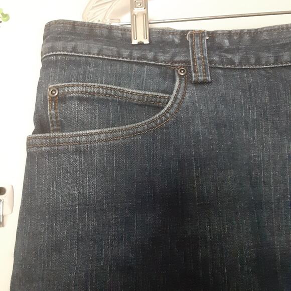 Duluth Trading Men 42x30 Flex Ballroom Mid Rise Dark Wash Blue Jean READ - Picture 2 of 9